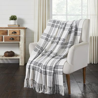 Simple Plaid Fringed Woven Throw Blanket