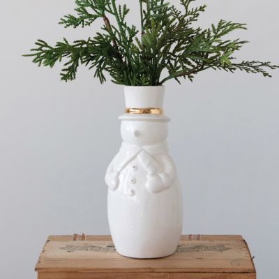 Simple Stoneware Snowman Vase