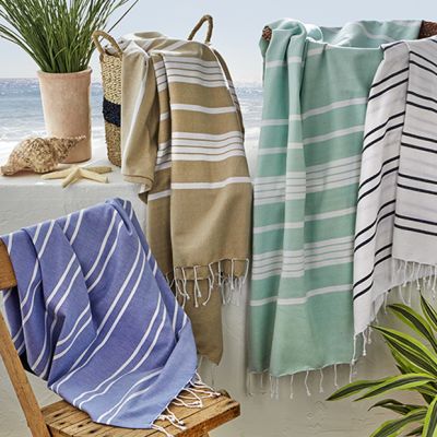 Simple Stripes Fringed Beach Towel