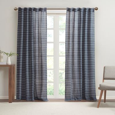 Simple Stripes Navy Curtain Panel Set of 2