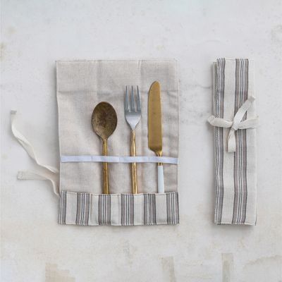 Simple Stripes Roll Up Cutlery Pouch