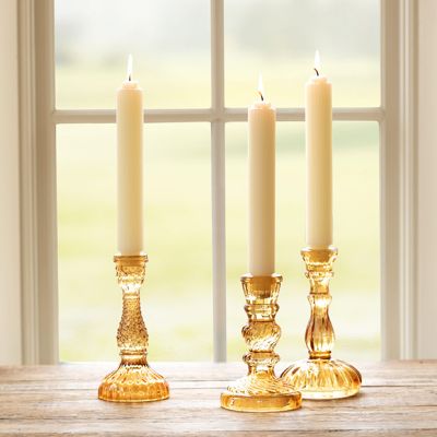 Simply Chic Amber Glass Taper Holder Set of 3