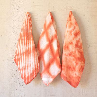 Classically Coral Dyed Tea Towels Set of 3