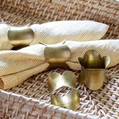 Simply Scalloped Brass Napkin Rings Set of 4