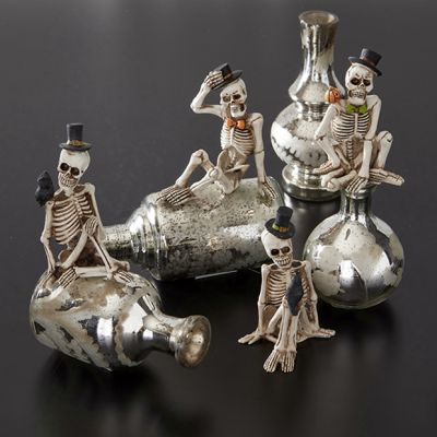 Sitting Skeleton Figurine Set of 4