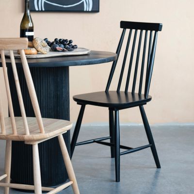 Slated Black Wood Dining Chair