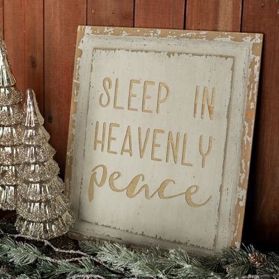 Sleep In Heavenly Peace Distressed Wood Sign