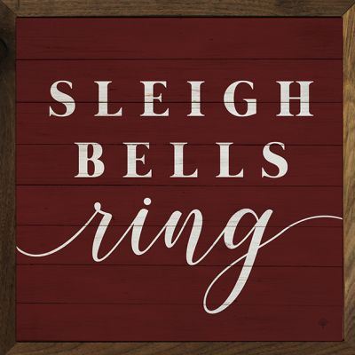 Sleigh Bells Ring Red Wood Wall Art