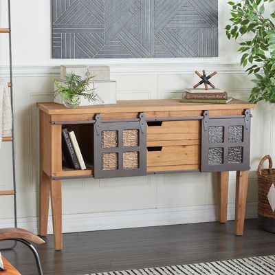 Sliding Door Rustic Industrial Console Table