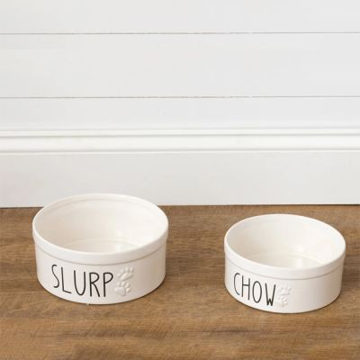 Slurp and Chow Ceramic Dog Bowl Set of 2