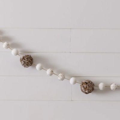 Snow and Twig Ball Decorative Garland