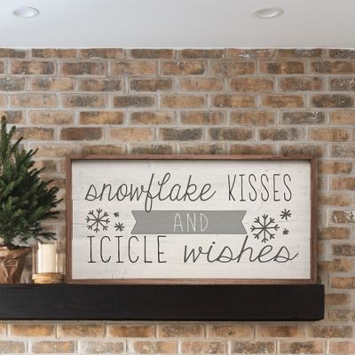 Snowflake Kisses Whitewash Framed Sign