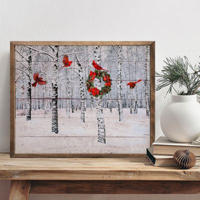 Snowy Forest Cardinals Wall Art