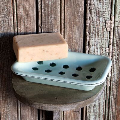 Soft Blue Enamelware Soap Dish