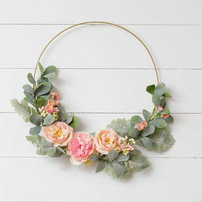 Soft Florals Metal Hoop Wreath