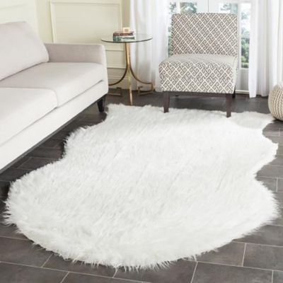 Solid Ivory Faux Sheep Skin Area Rug
