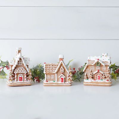 Sparkling Gingerbread Village Collection Set of 3