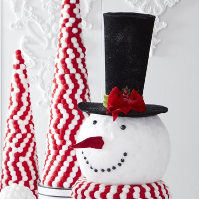 Sparkling Snowman Head With Top Hat 19 Inch