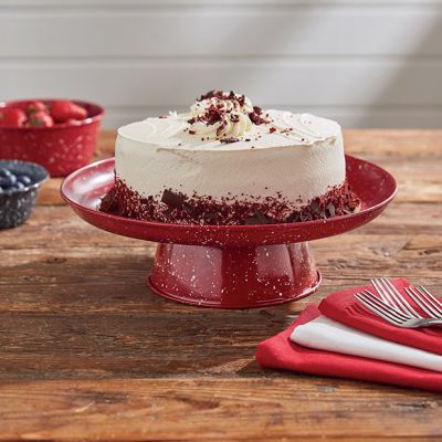 Speckled Enamelware Red Cake Stand