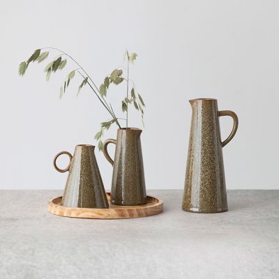 Speckled Stoneware Pitcher Set of 3 With Tray