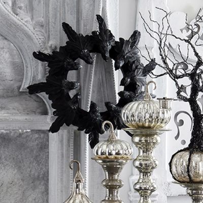 Spooky Glittered Raven Wreath