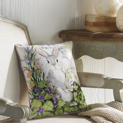 Spring Flowers Bunny Accent Pillow