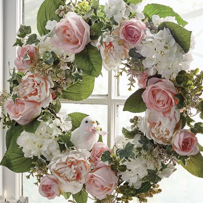 Springtime Splendor Rose and Hydrangea Wreath