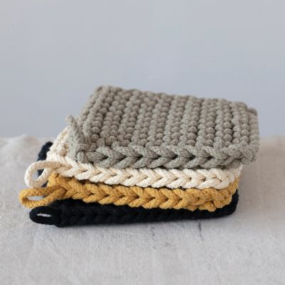 Square Cotton Crocheted Pot Holder Set of 4