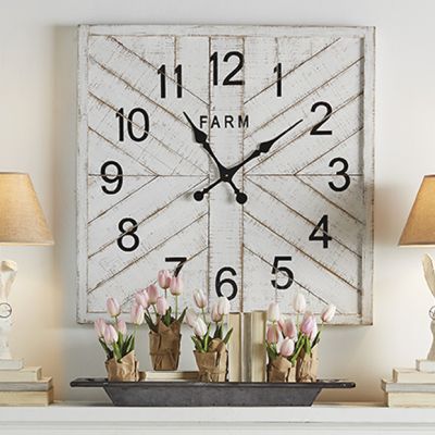 Square Fir Wood Wall Clock