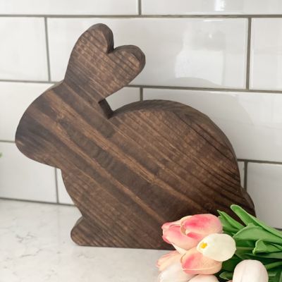 Stained Bunny Shaped Wood Riser