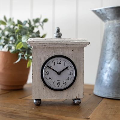 Stained Wood Ball Footed Tabletop Clock
