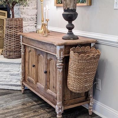 Stately Old Pine Console Cabinet