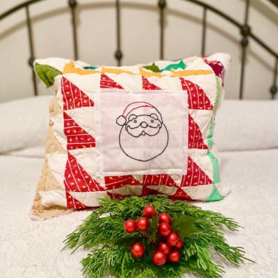 Stitched Santa Quilted Accent Pillow