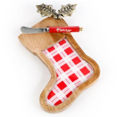 Stocking Serving Tray With Knife Set