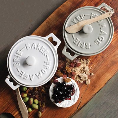 Stoneware Brie Baker Set With Spreader Set of 2