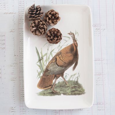 Stoneware Platter With Turkey Image