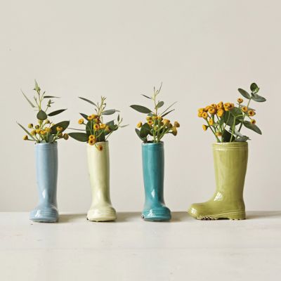Stoneware Rain Boot Planter Vase Set of 4