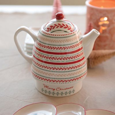 Stoneware Stackable Winter Teapot