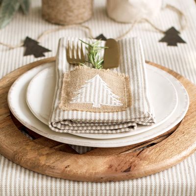 Striped Christmas Tree Dinner Napkin Set of 4