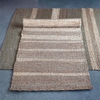 Striped Corn Husk and Seagrass Floor Runner