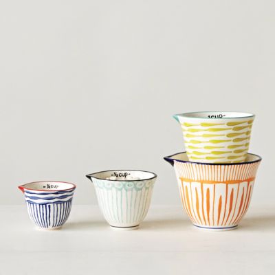 Striped Hand Painted Measuring Cups Set of 4