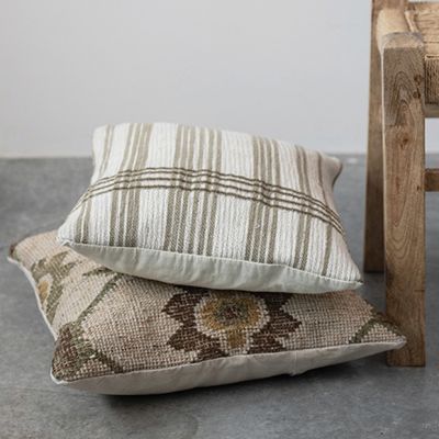 Striped Jacquard Cotton Throw Pillow