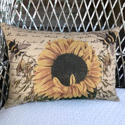Sunflower Burlap Pillow