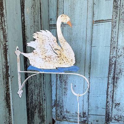 Swan Wall Hook With Hanging Bell And Flower Tray