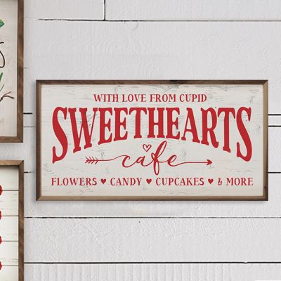 Sweethearts Cafe With Love From Cupid White Wall Art