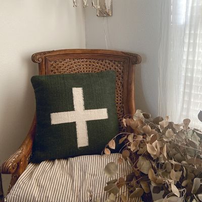 Swiss Cross Accent Pillow Green