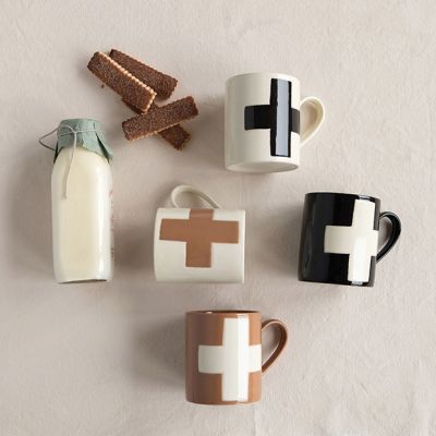 Swiss Cross Stoneware Mug Collection Set of 4