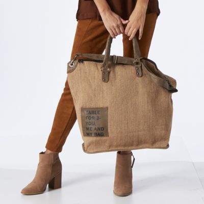 Table For 3 Everyday Burlap Tote Bag