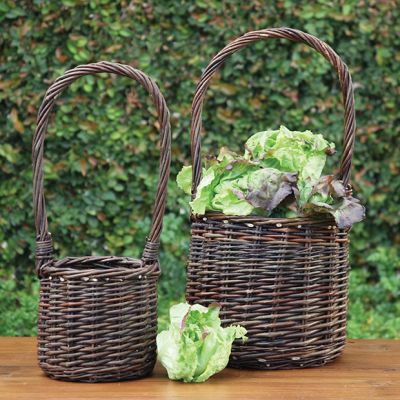 Tall Handle Willow Basket Set of 2