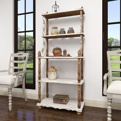 Tall Two Toned Wood Bakers Rack